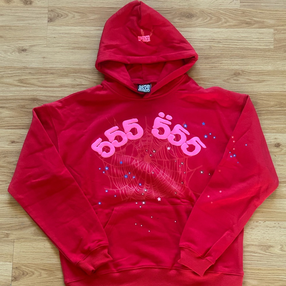 Sp5der Red Angel Number 555 Hoodie